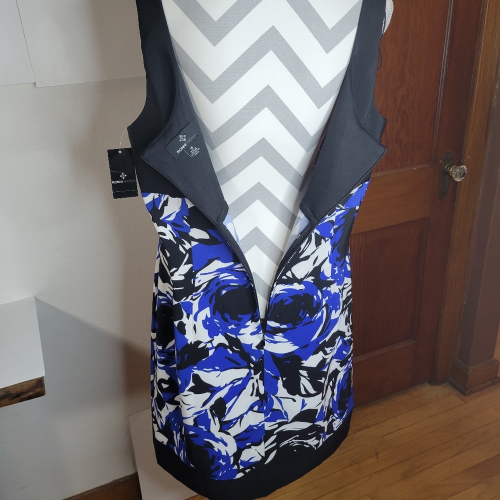 NWT Ronni Nicole Black and blue Floral Tank Dress Size 18 - Picture 8 of 11